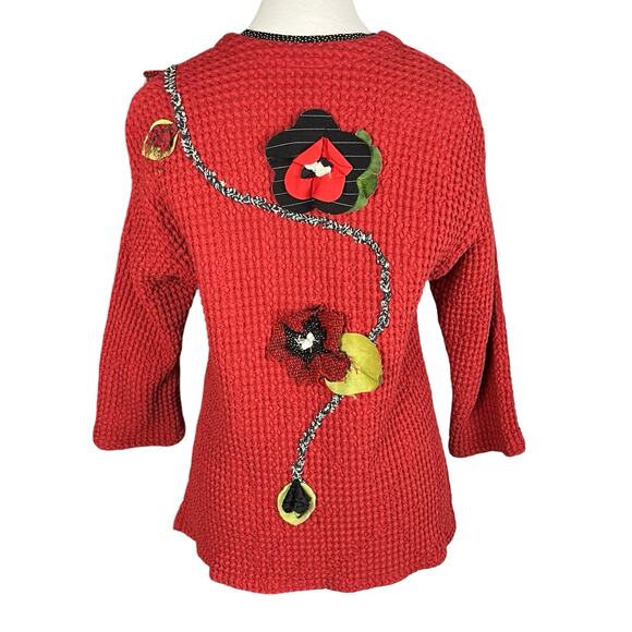 JG'S‎ MAD LAB Multimedia Cardigan Top Small Art To Wear Artsy Lagenlook Cottage - Picture 3 of 8